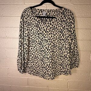 Chico's Black and Cream Leopard Print Blouse